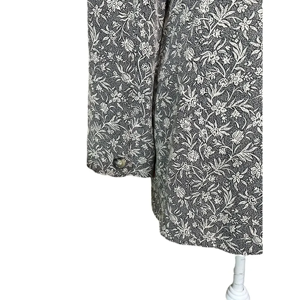 jh collectibles women button down blazer union made cream black floral Sz 8